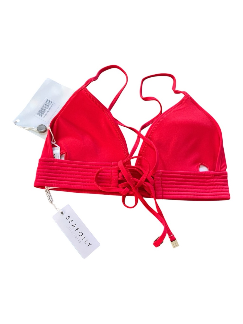 Seafolly Women's Quilted Longline Tri Bikini Top in Chili red NWT - Picture 4 of 5